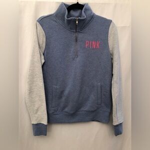 PINK Victorias Secret 1/4 Zip Pullover Sweatshirt Blue Pink White Size Small